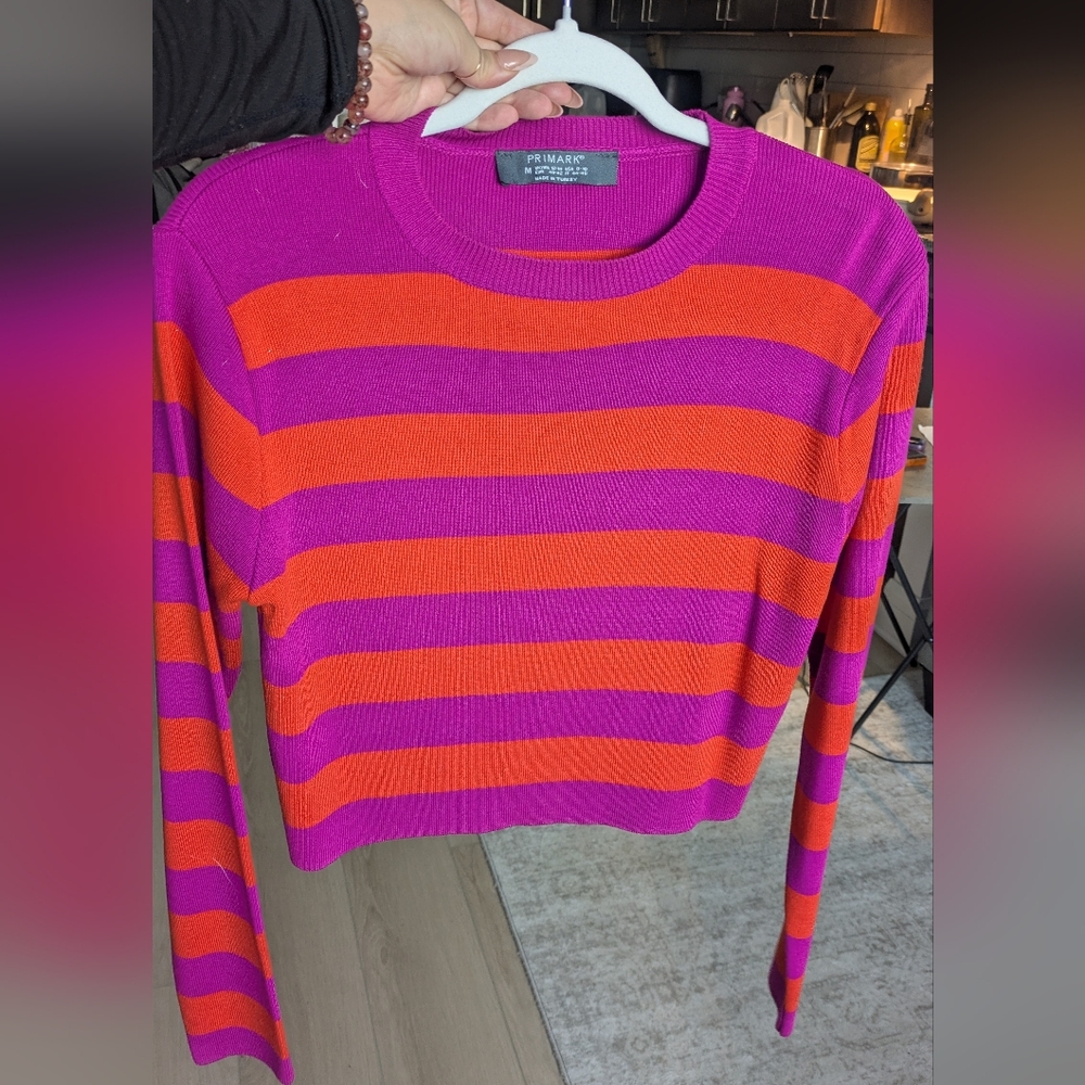 Primark Bold Pink and Orange Striped Sweater